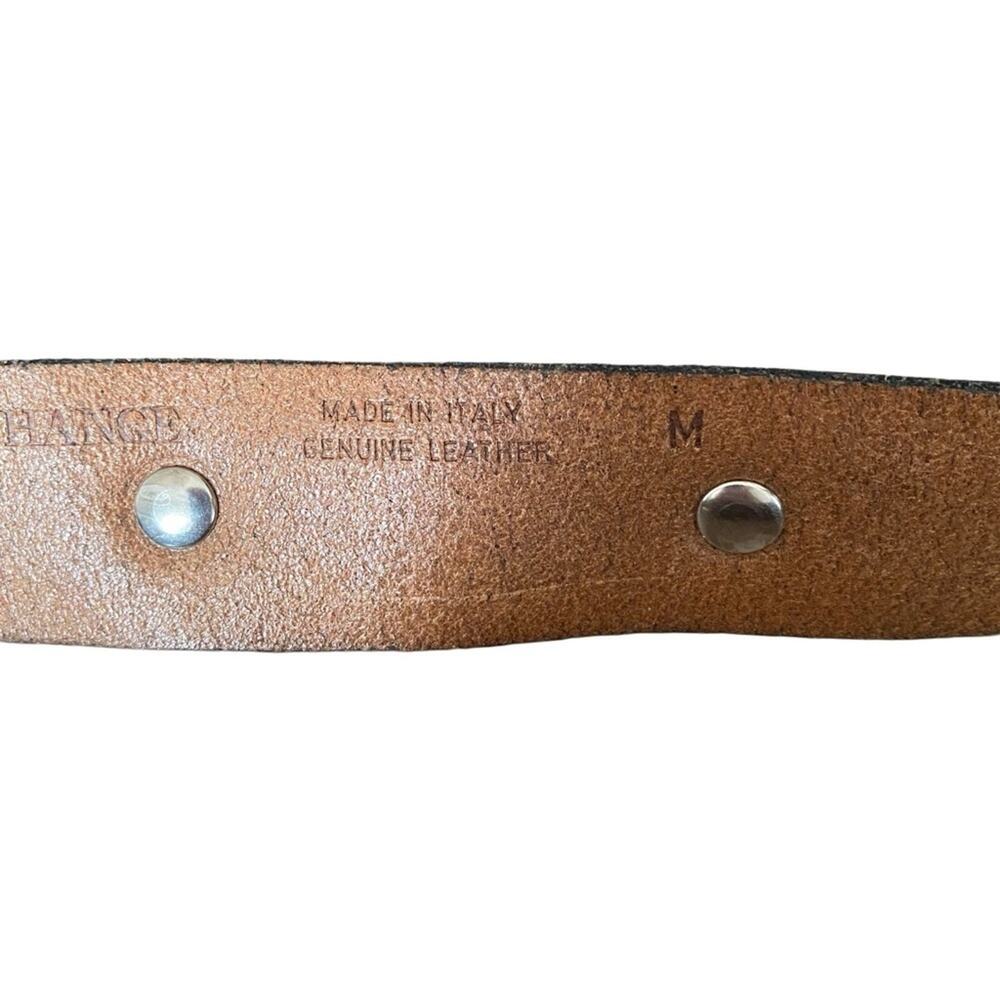 Armani Exchange Brown Leather Waist Belt Canvas Silver Loops size medium - Picture 5 of 5